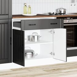 Black Engineered Wood Kitchen Base Cabinet - Compact & Efficient