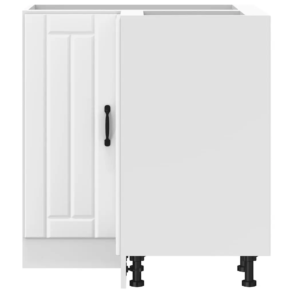Corner Kitchen Cabinet White Engineered Wood Storage Unit with Adjustable Feet