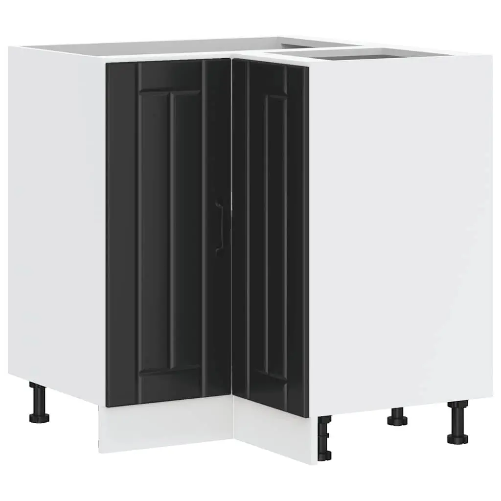 Black Corner Cabinet Kitchen Storage Unit Engineered Wood Adjustable Feet