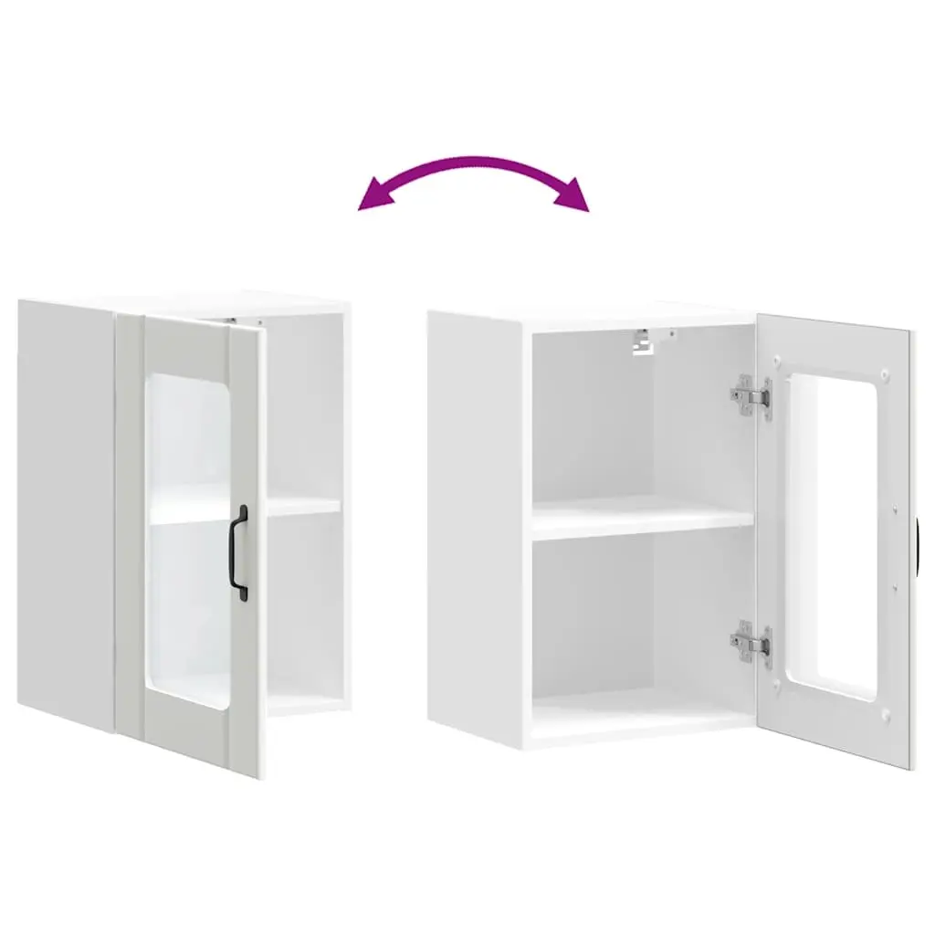 Kitchen Cabinet White Wall-Mounted Glass Door Organiser