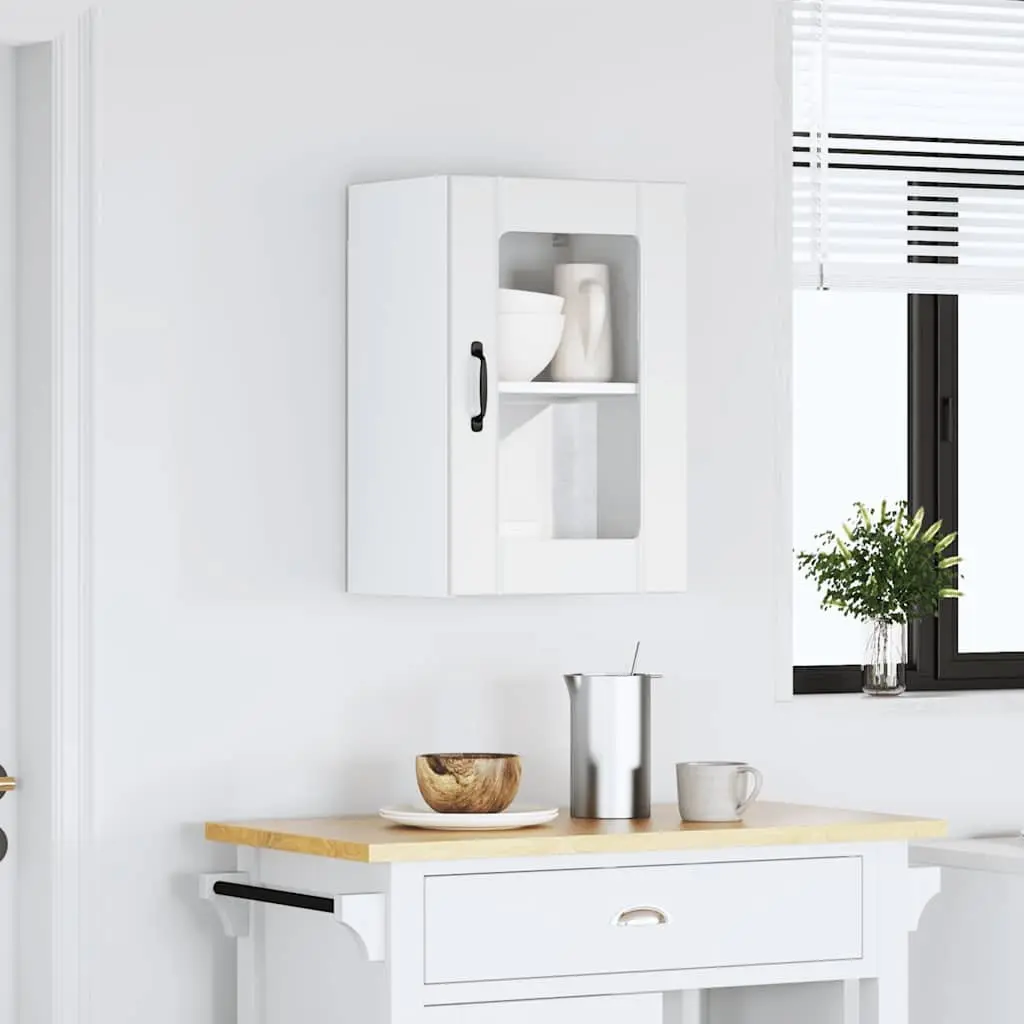 Kitchen Cabinet White Wall-Mounted Glass Door Organiser