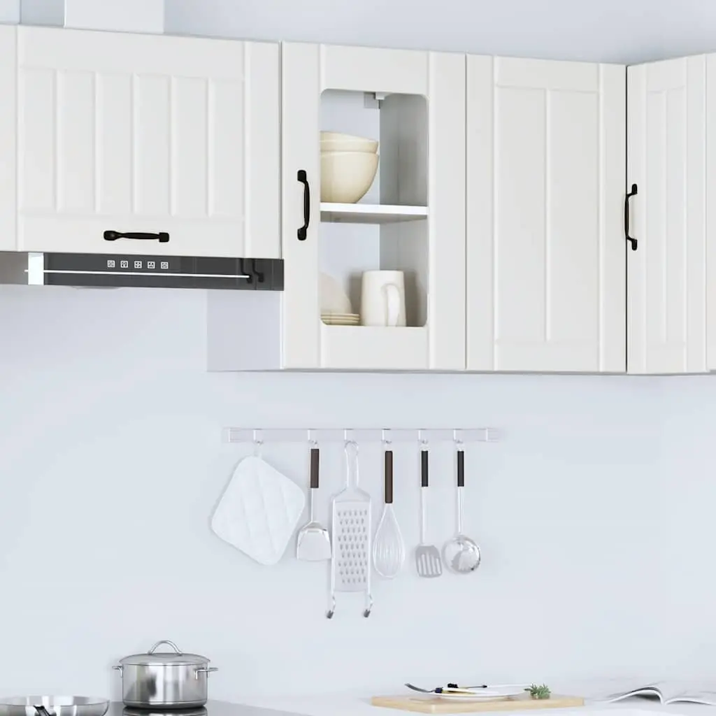Kitchen Cabinet White Wall-Mounted Glass Door Organiser