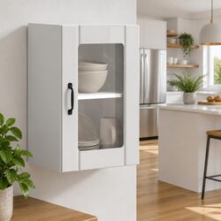 Concise High Gloss Kitchen Cabinet with Glass Door