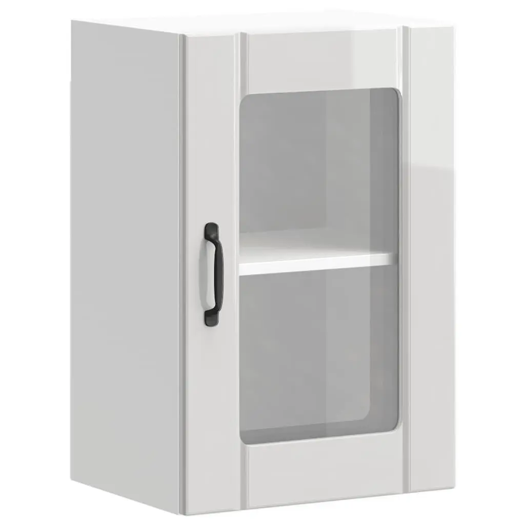 Kitchen Cabinet White High Gloss Wall Mounted Glass Door Storage Unit
