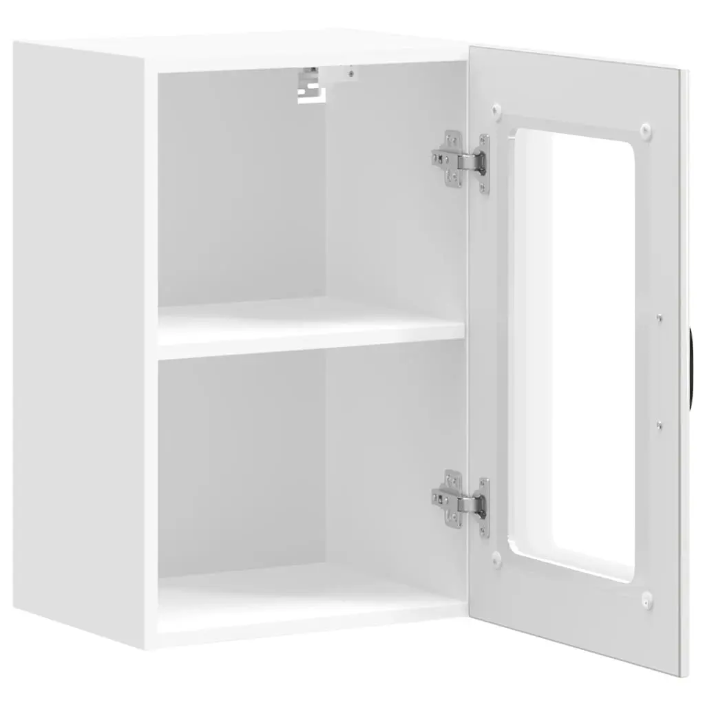 Kitchen Cabinet White High Gloss Wall Mounted Glass Door Storage Unit