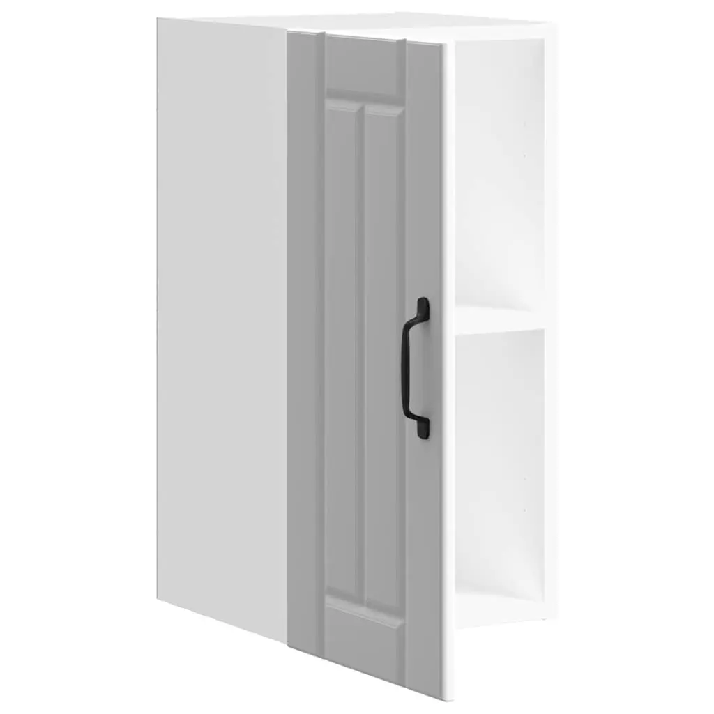 Wall-Mounted Kitchen Cabinet White Glass Door Engineered Wood Storage