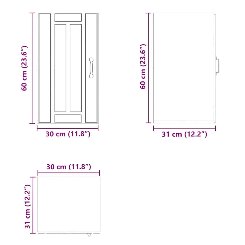 Kitchen Cabinet Black Wall-Mounted Engineered Wood Storage Glass Door