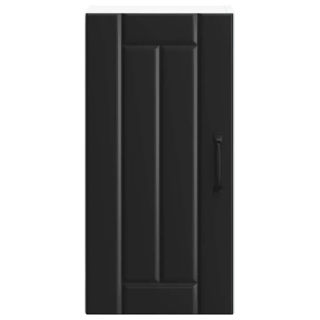 Kitchen Cabinet Black Wall-Mounted Engineered Wood Storage Glass Door