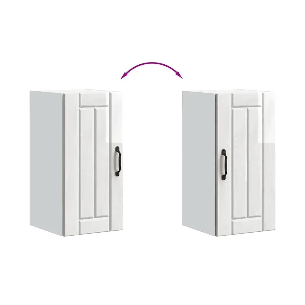 Wall-Mounted Storage Cabinet White High Gloss Engineered Wood with Glass Door