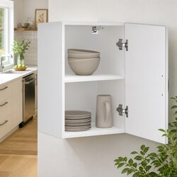 White Kitchen Wall Cabinet with Glass Door