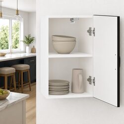 Kitchen Wall Cabinet with Glass Door in Black