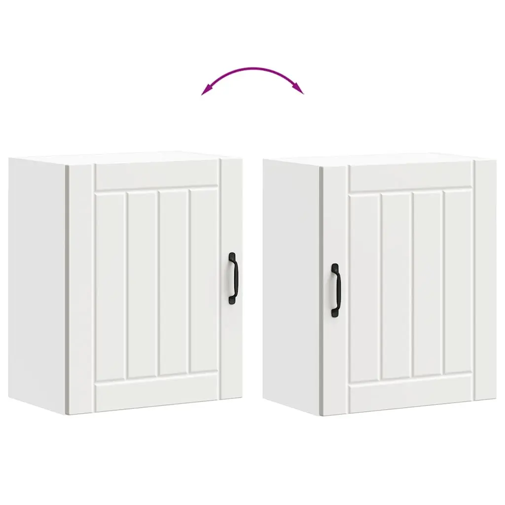 Wall-Mounted Kitchen Cabinet White Engineered Wood with Glass Door Organiser