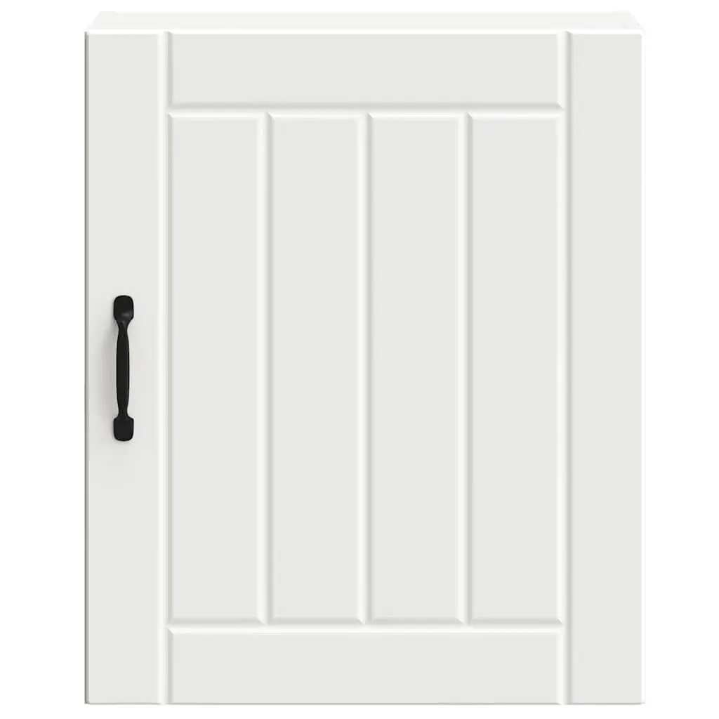 Wall-Mounted Kitchen Cabinet White Engineered Wood with Glass Door Organiser