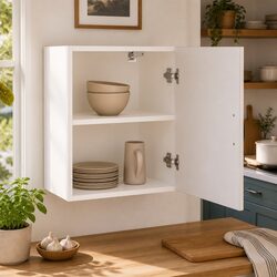 Kitchen Wall Cabinets 2 pcs White Engineered Wood Storage Cupboards Organiser