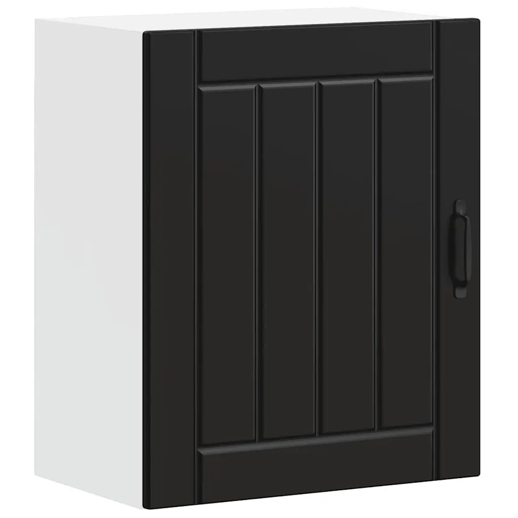 Kitchen Cabinet Black Engineered Wood Wall-mounted Glass Door Storage Organiser