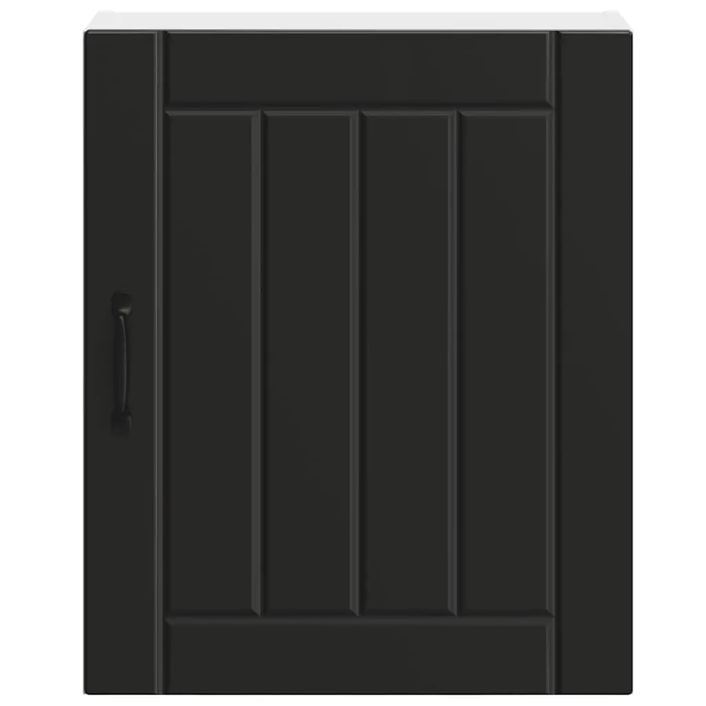 Kitchen Cabinet Black Engineered Wood Wall-mounted Glass Door Storage Organiser