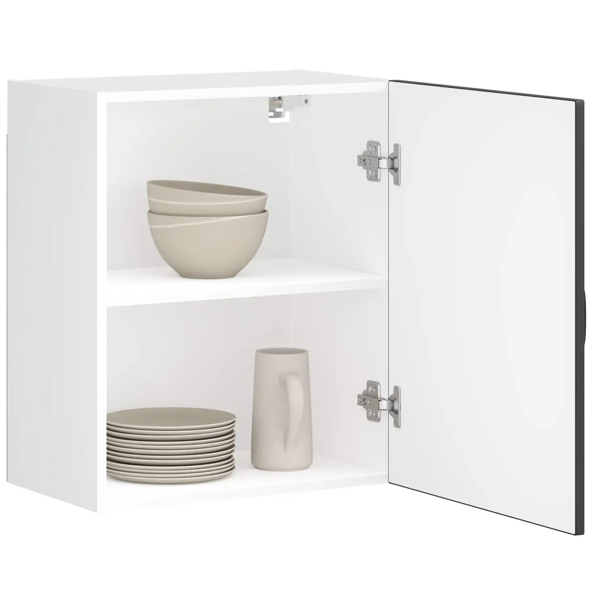 Kitchen Cabinet Black Engineered Wood Wall-mounted Glass Door Storage Organiser