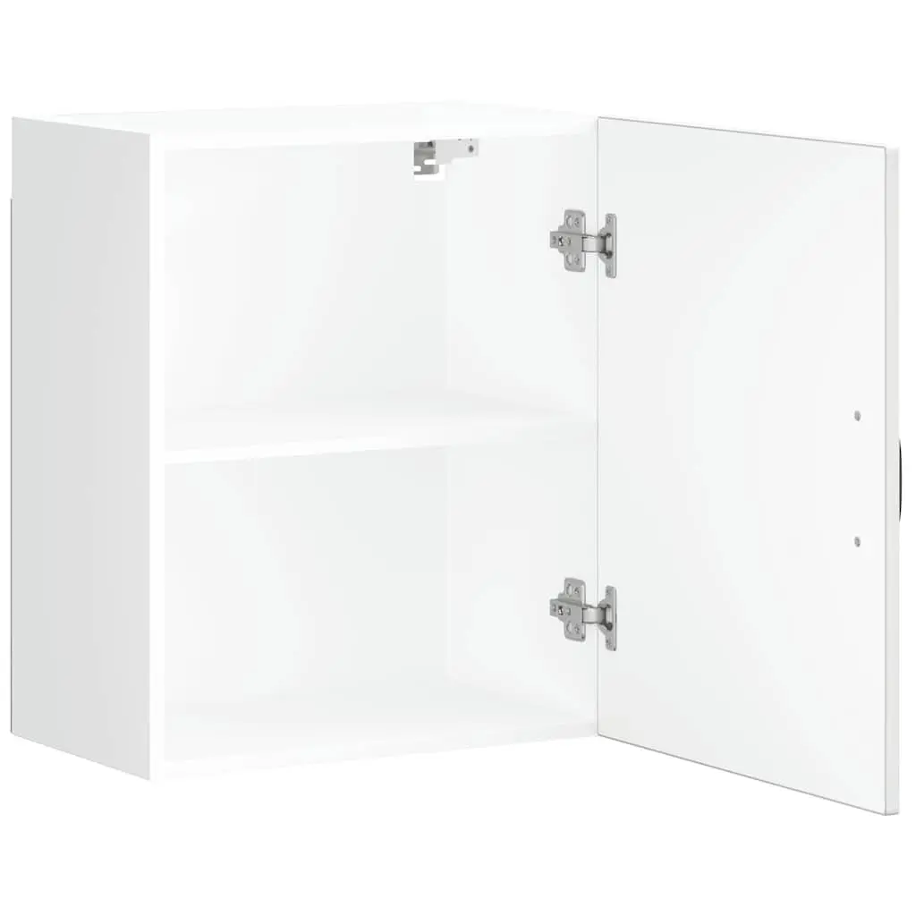Kitchen Wall Cabinet White Engineered Wood Glass Door Wall-Mounted Storage