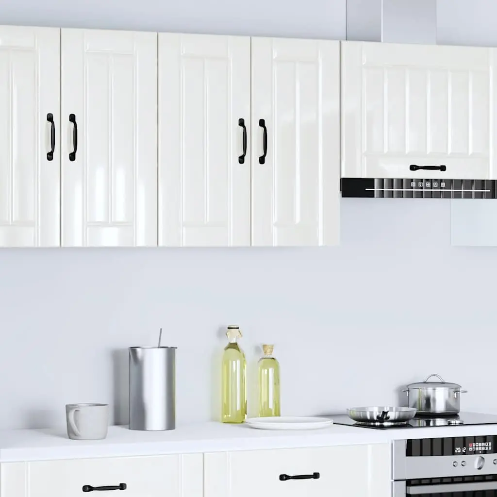 Kitchen Wall Cabinet White Engineered Wood Glass Door Wall-Mounted Storage