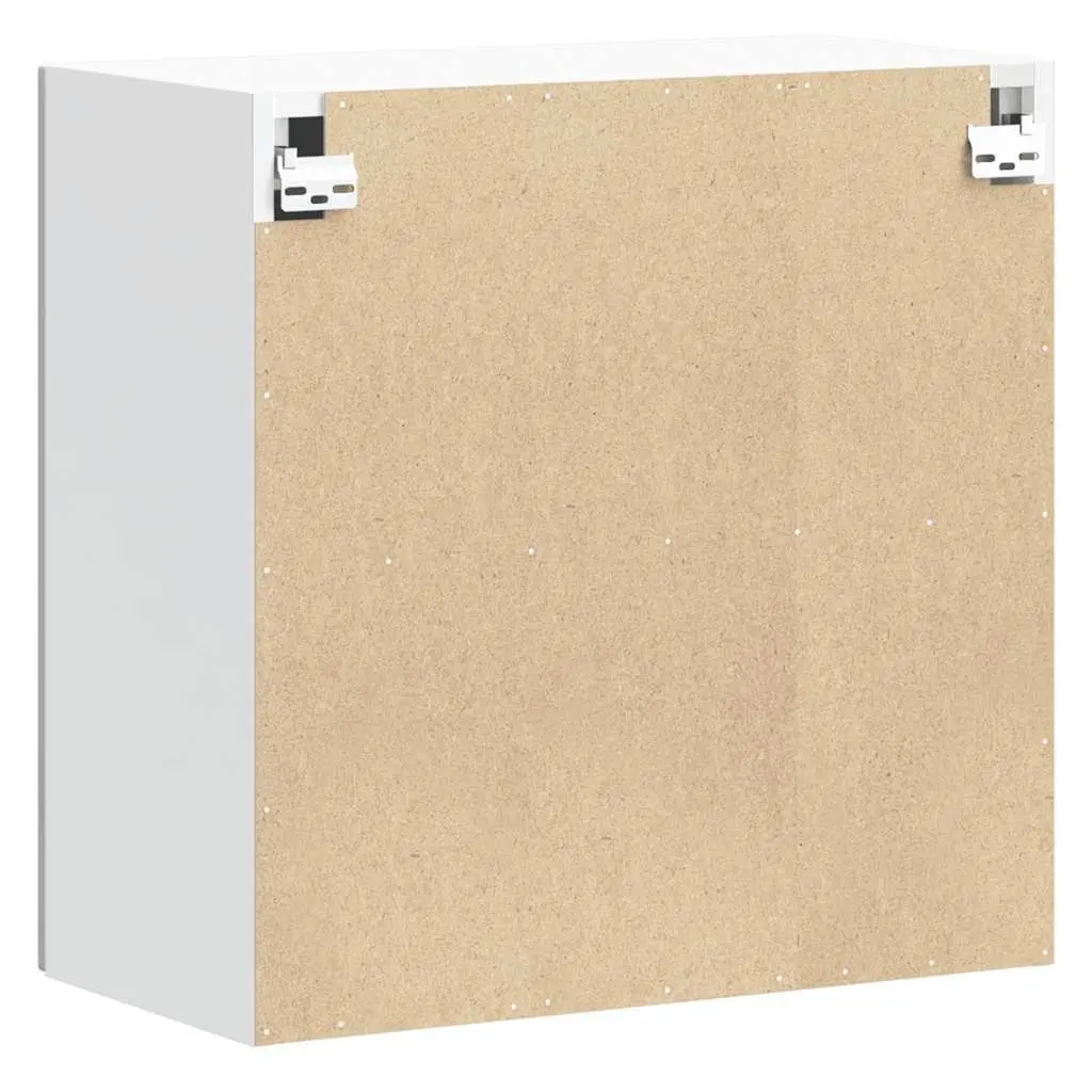 Kitchen Wall Cabinet White Engineered Wood Glass Door Wall-Mounted Storage