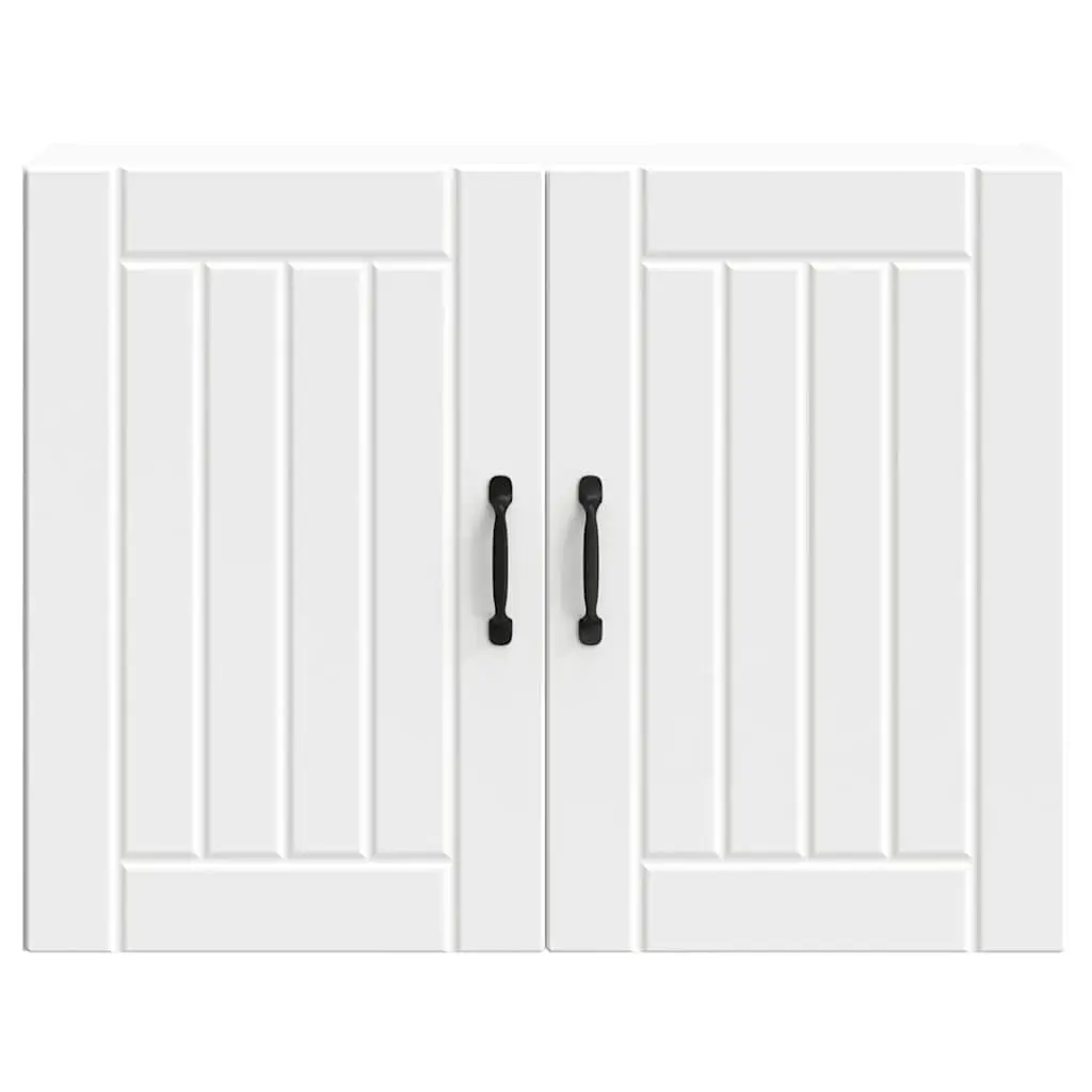 Wall-Mounted Kitchen Cabinet White Engineered Wood Glass Door Organiser
