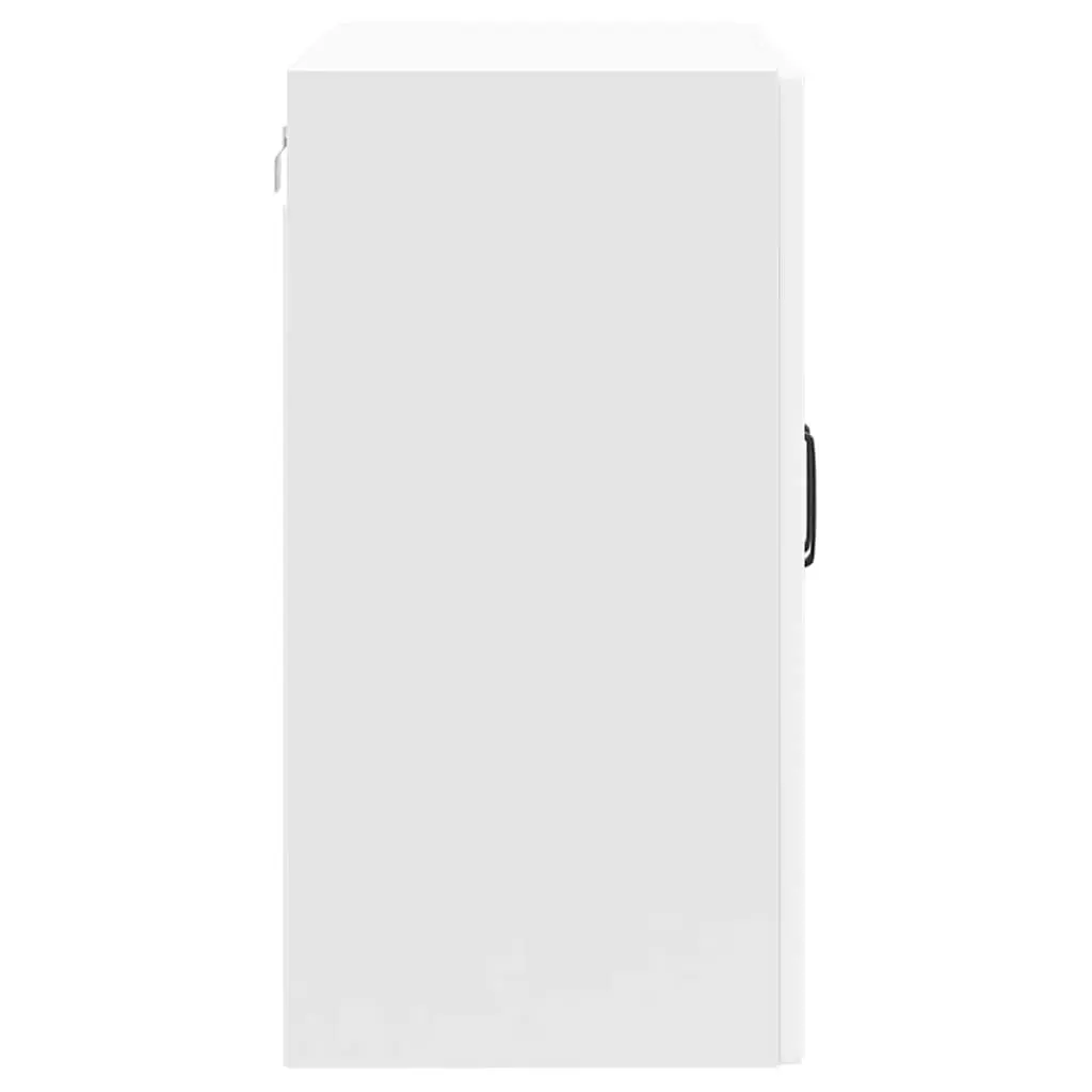 Wall-Mounted Kitchen Cabinet White Engineered Wood Glass Door Organiser
