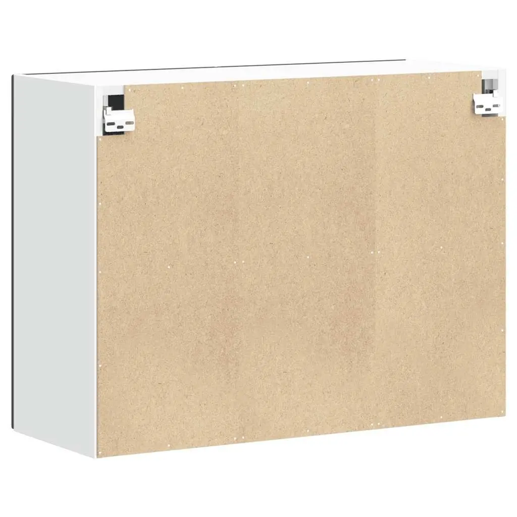 Black Wall-Mounted Kitchen Cabinet Engineered Wood with Glass Door Space-Saving Storage