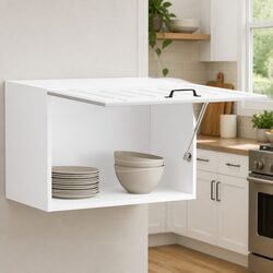 Kitchen Wall Cabinet White Engineered Wood Glass Door Storage Organiser Mount