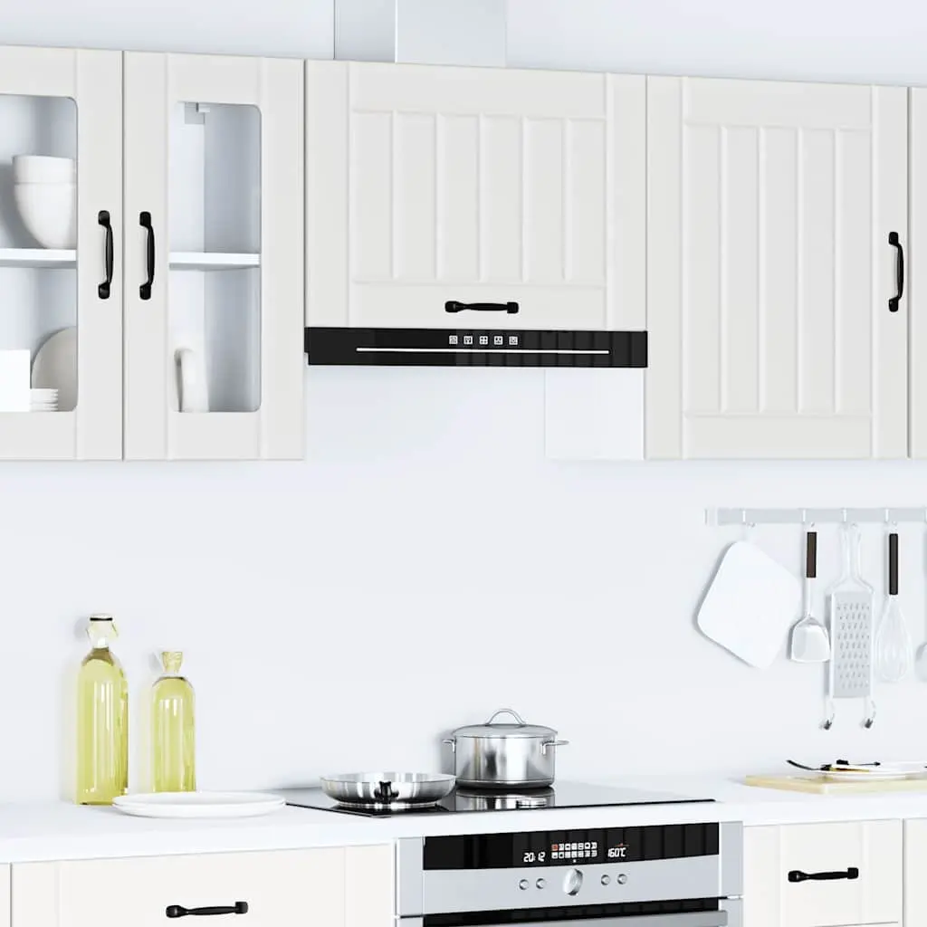 Kitchen Cabinet White Engineered Wood Wall-Mounted Glass Door Storage Organiser