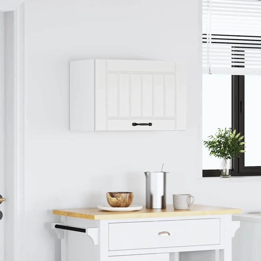 Kitchen Cabinet White Engineered Wood Wall-Mounted Glass Door Storage Organiser