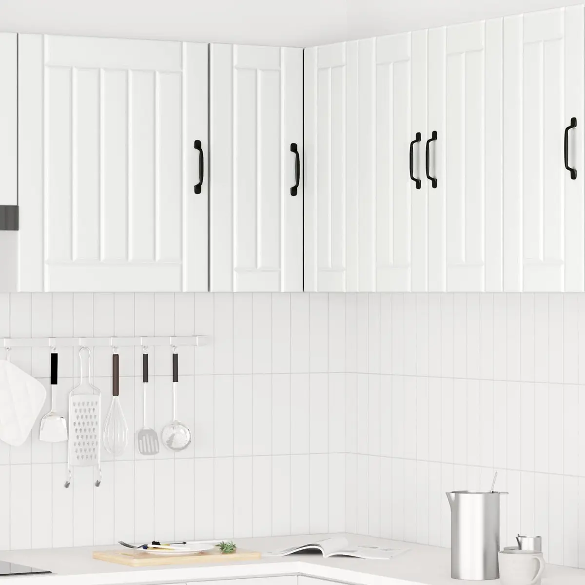 Kitchen Corner Cabinet White Engineered Wood Wall-mounted Storage Organizer