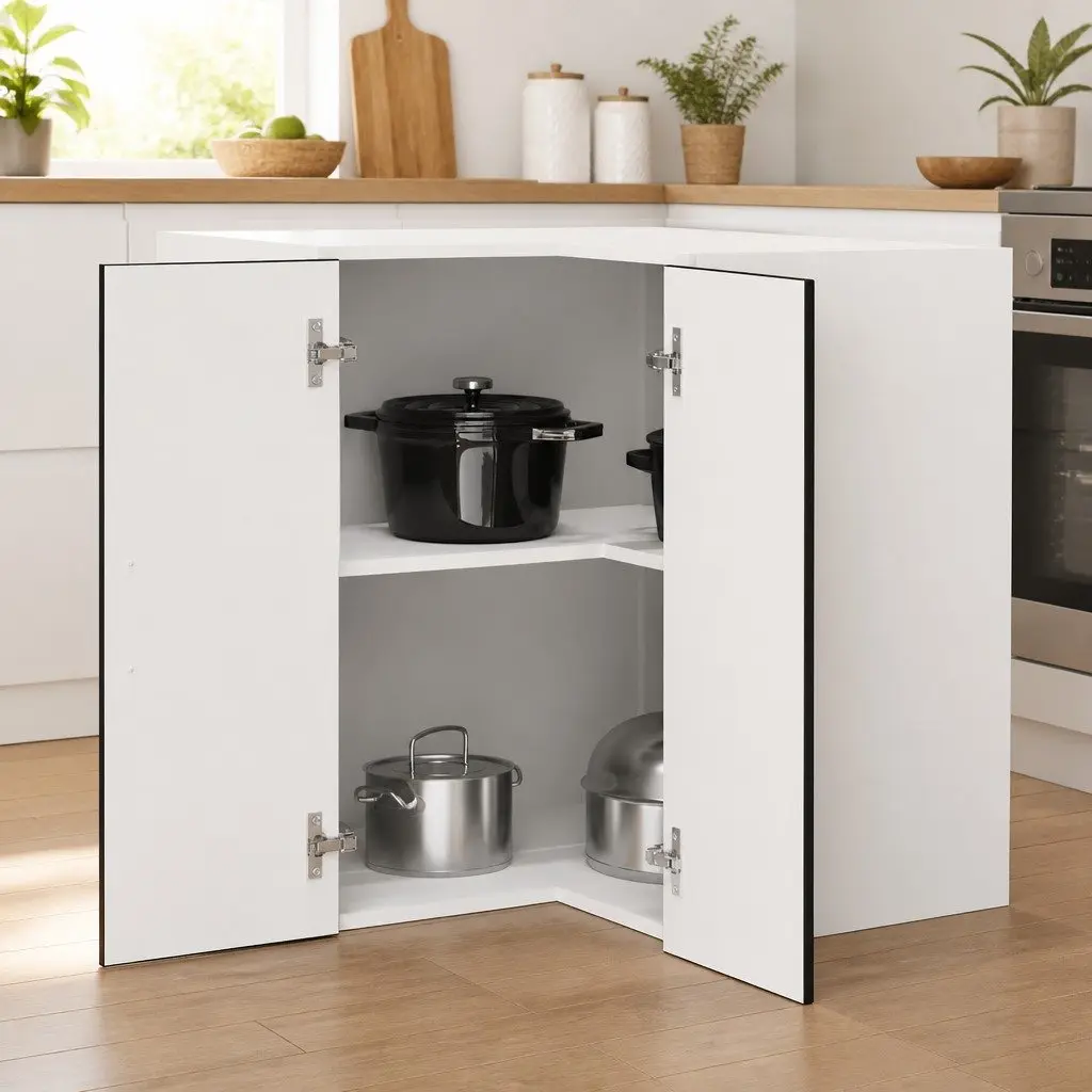Kitchen Wall Corner Cabinet Black Engineered Wood Storage Cupboard Organiser