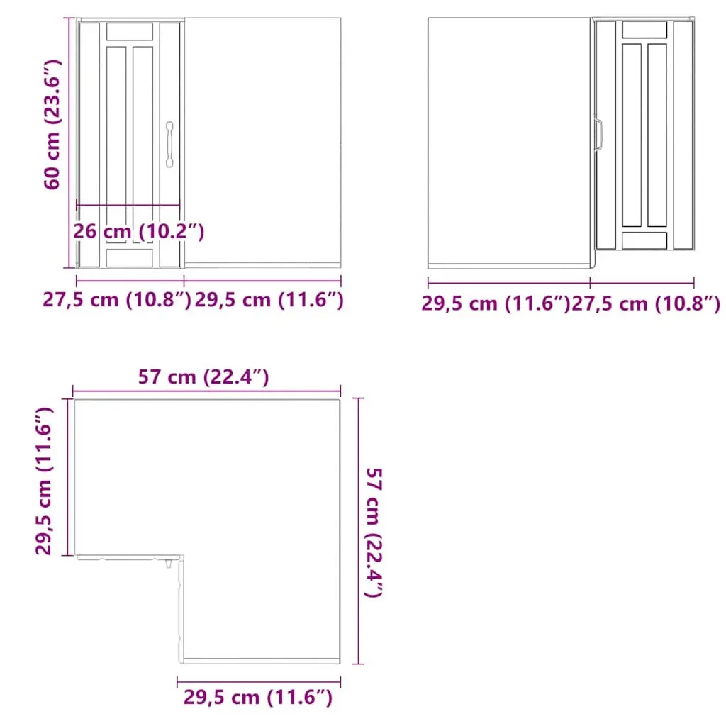 Kitchen Wall Corner Cabinet Black Engineered Wood Storage Cupboard Organiser