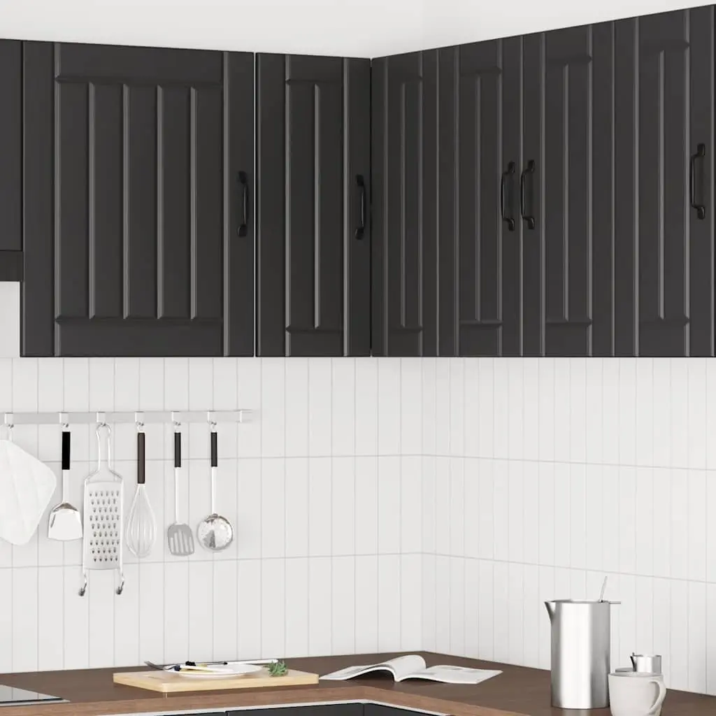 Kitchen Wall Corner Cabinet Black Engineered Wood Storage Cupboard Organiser