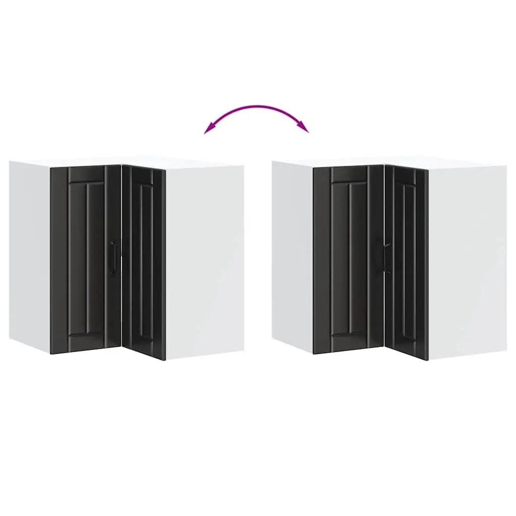 Kitchen Wall Corner Cabinet Black Engineered Wood Storage Cupboard Organiser