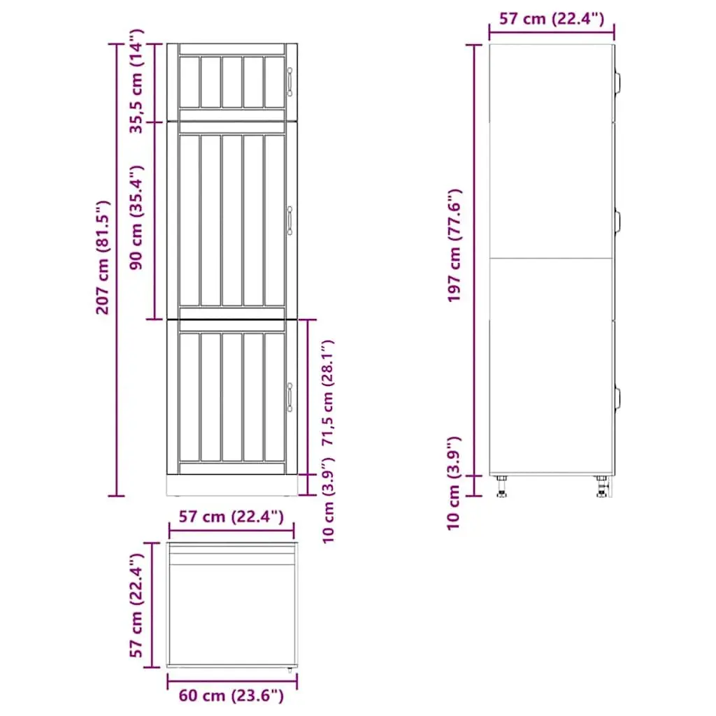 Kitchen Cabinet Black Engineered Wood Storage Cupboard with Adjustable Feet and Doors