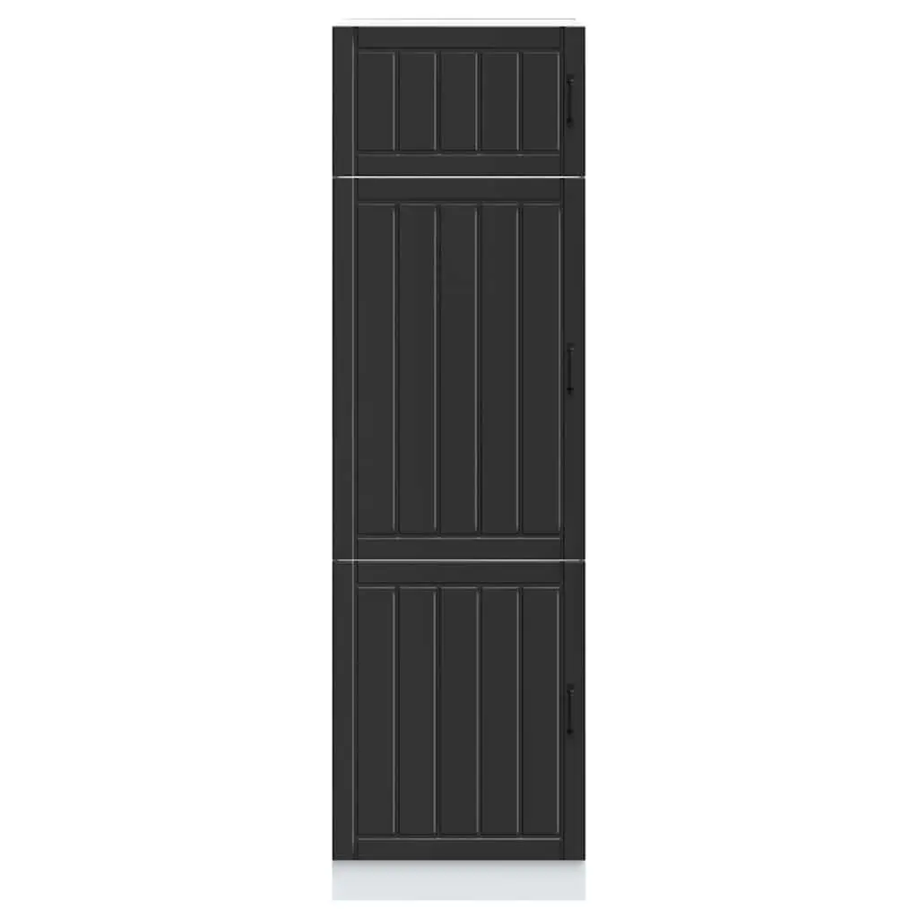 Kitchen Cabinet Black Engineered Wood Storage Cupboard with Adjustable Feet and Doors