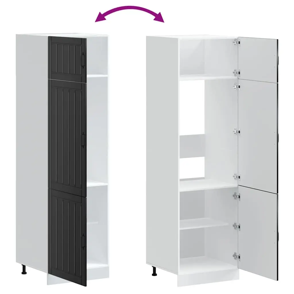 Kitchen Cabinet Black Engineered Wood Storage Cupboard with Adjustable Feet and Doors