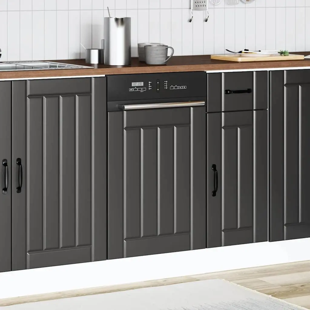 Dishwasher Cover Protection Black Engineered Wood Front Panel for Kitchen Cabinet
