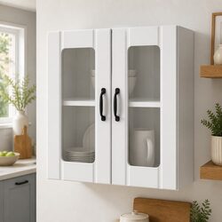 White Glass Door Kitchen Wall Cabinet