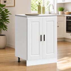 White Engineered Wood Storage Cabinet for Kitchens