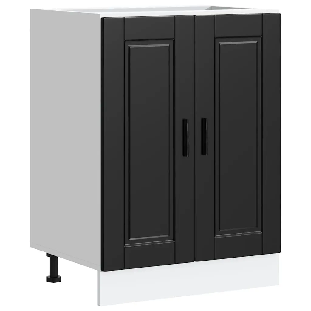 Kitchen Base Cabinet Black Engineered Wood Adjustable Feet