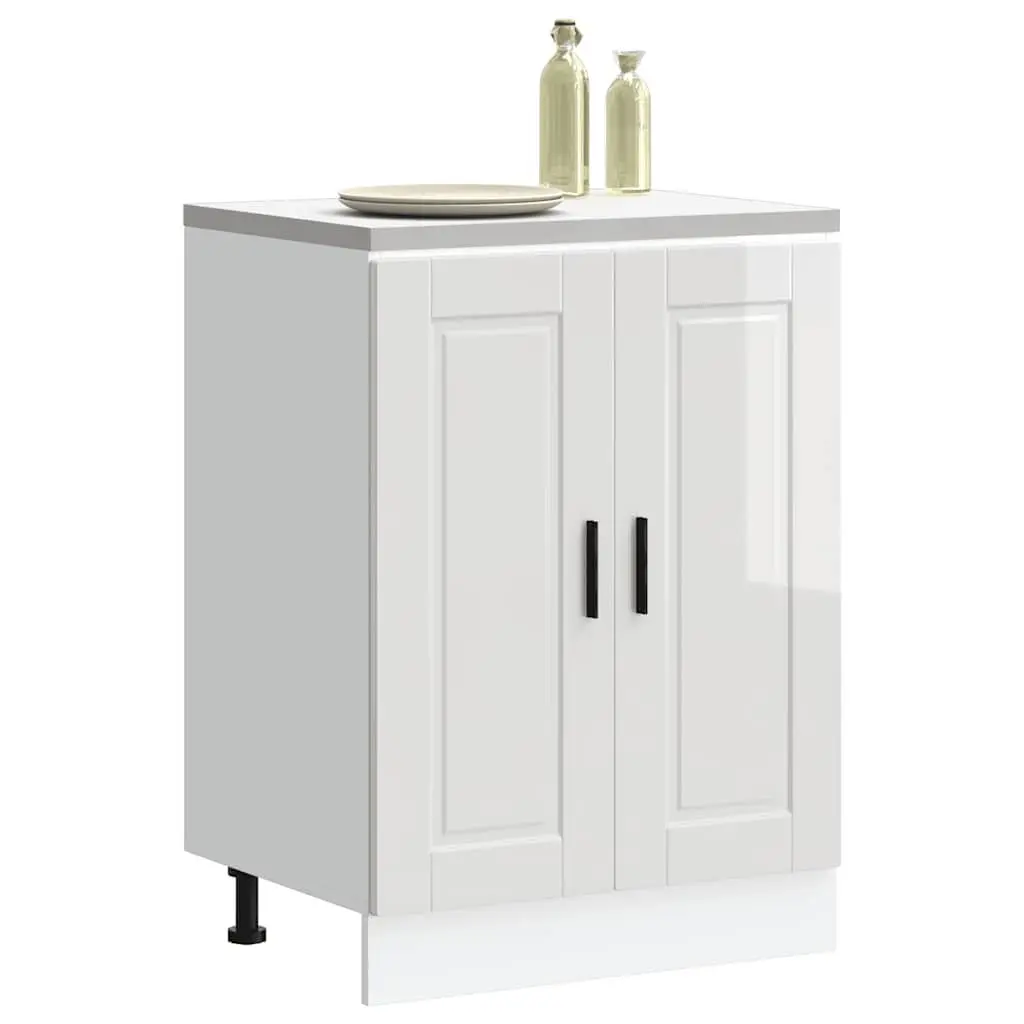 Kitchen Cabinet White Engineered Wood Adjustable Storage Cupboard Doors
