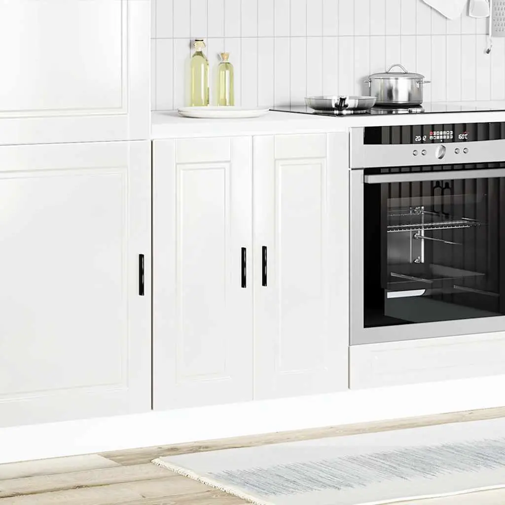 Kitchen Cabinet White Engineered Wood Adjustable Storage Cupboard Doors