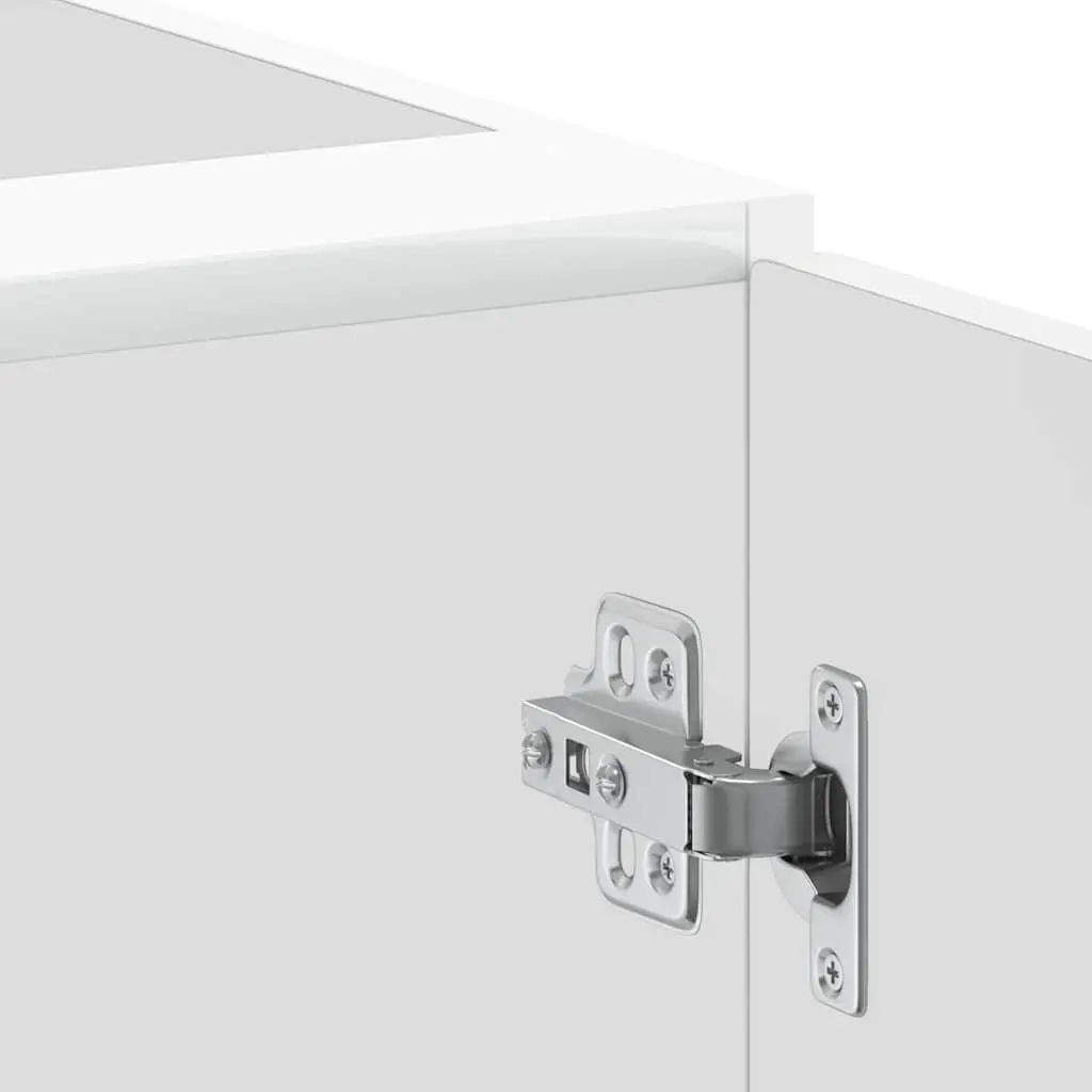 Kitchen Cabinet White Engineered Wood Adjustable Storage Cupboard Doors