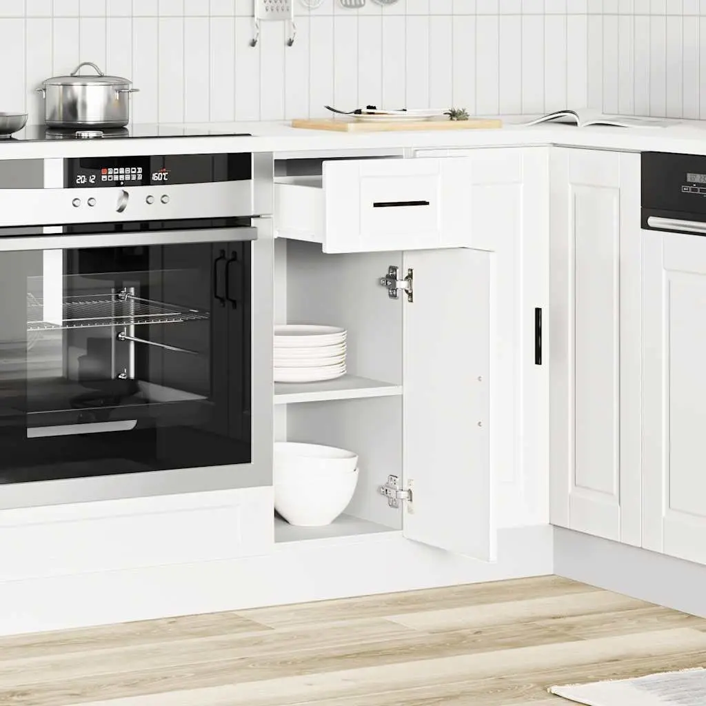 Kitchen Cabinet White Engineered Wood Adjustable Feet Storage Cupboard
