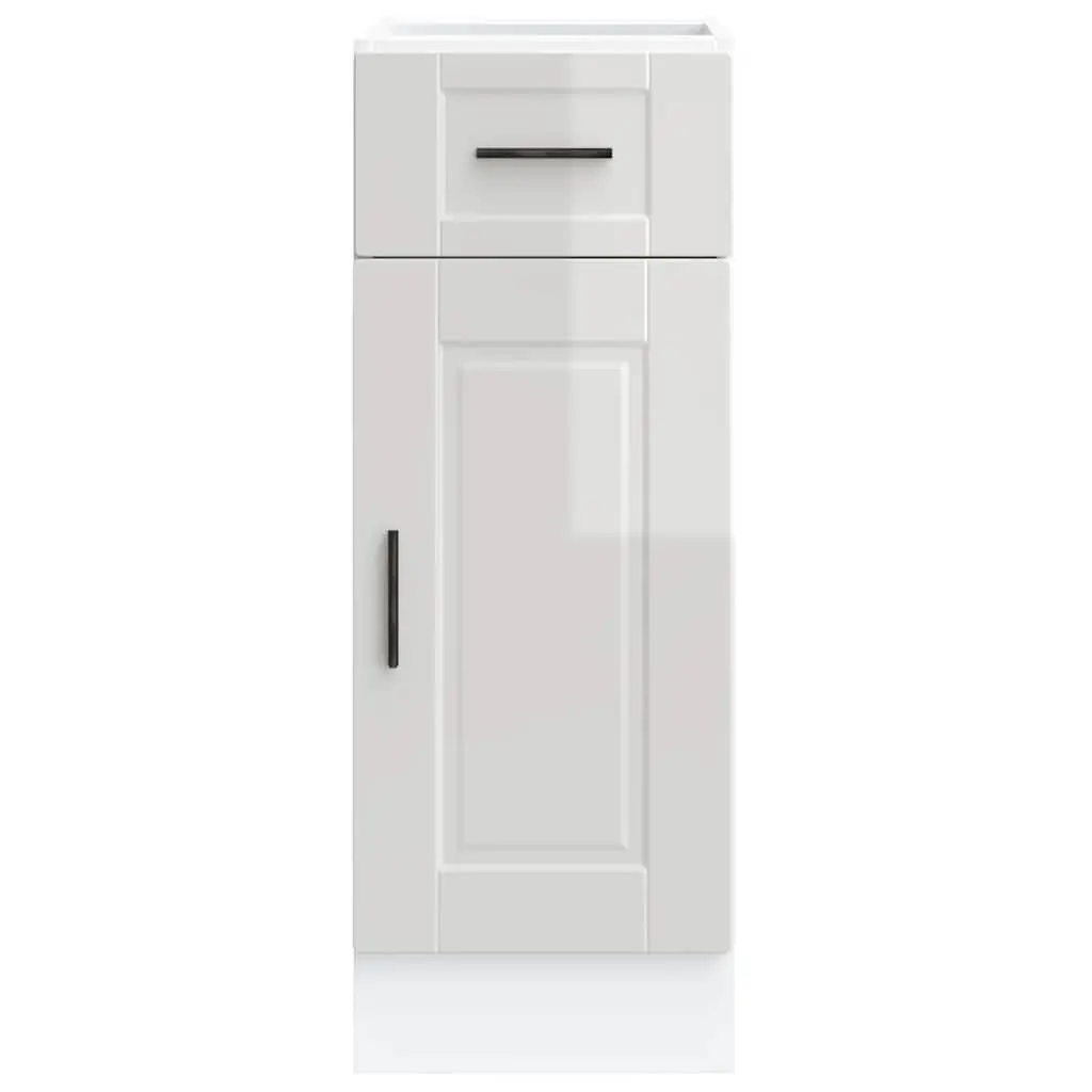 Engineered Wood Kitchen Cabinet White Gloss Adjustable Feet Ample Storage Space