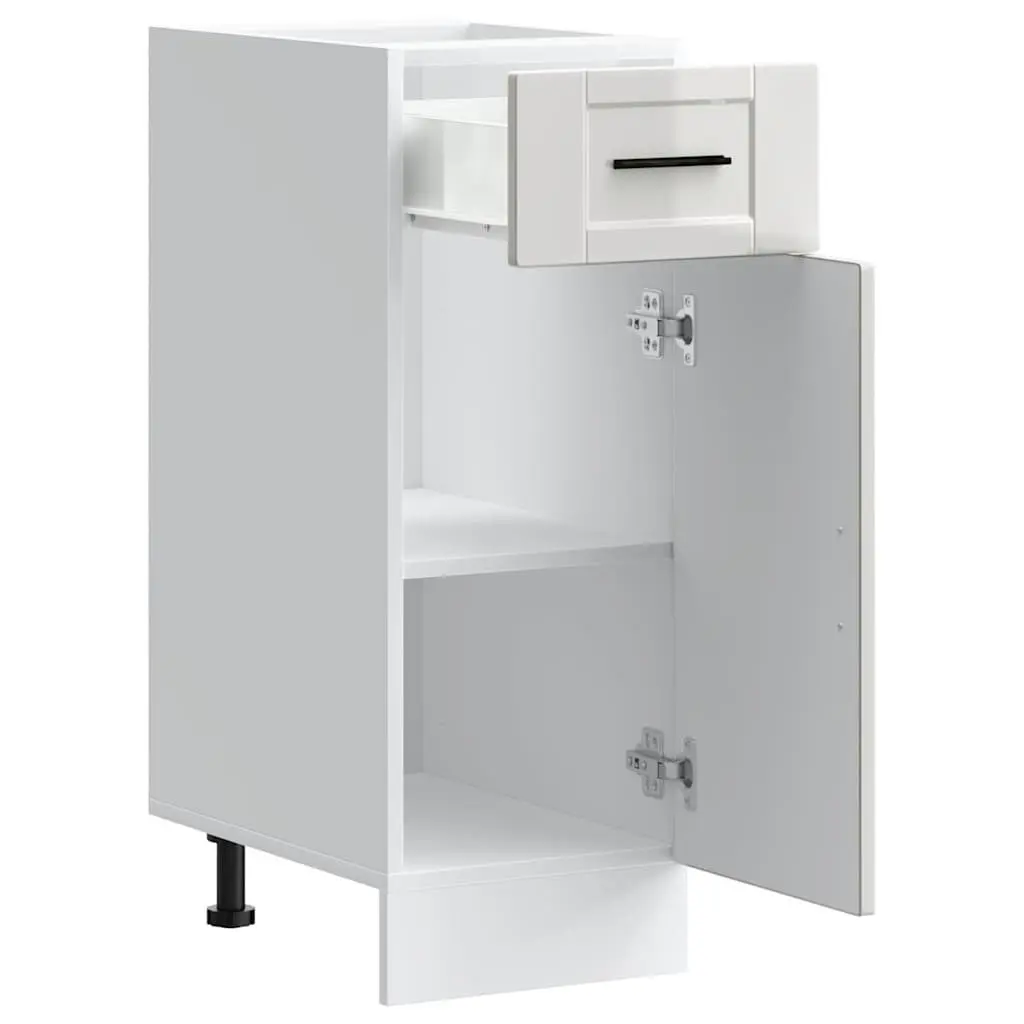 Engineered Wood Kitchen Cabinet White Gloss Adjustable Feet Ample Storage Space