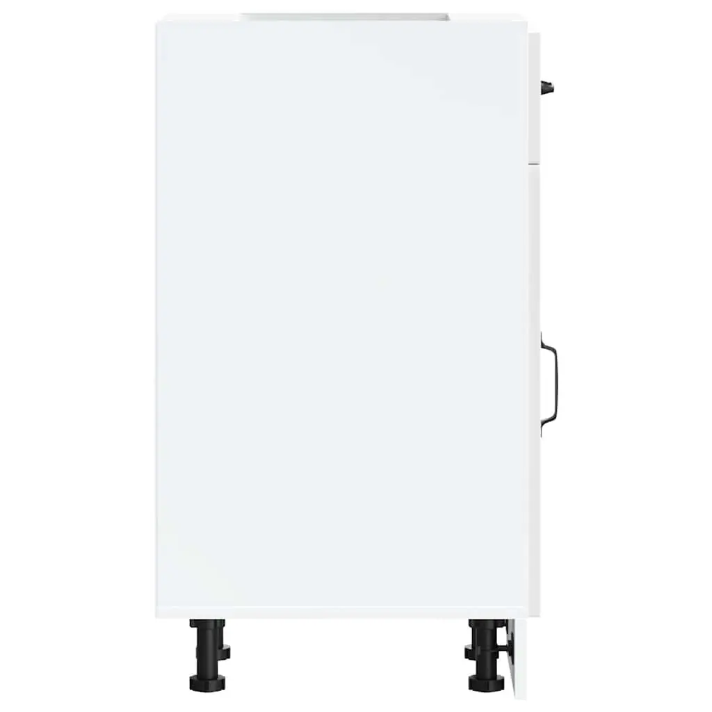 Engineered Wood Kitchen Cabinet White Gloss Adjustable Feet Ample Storage Space