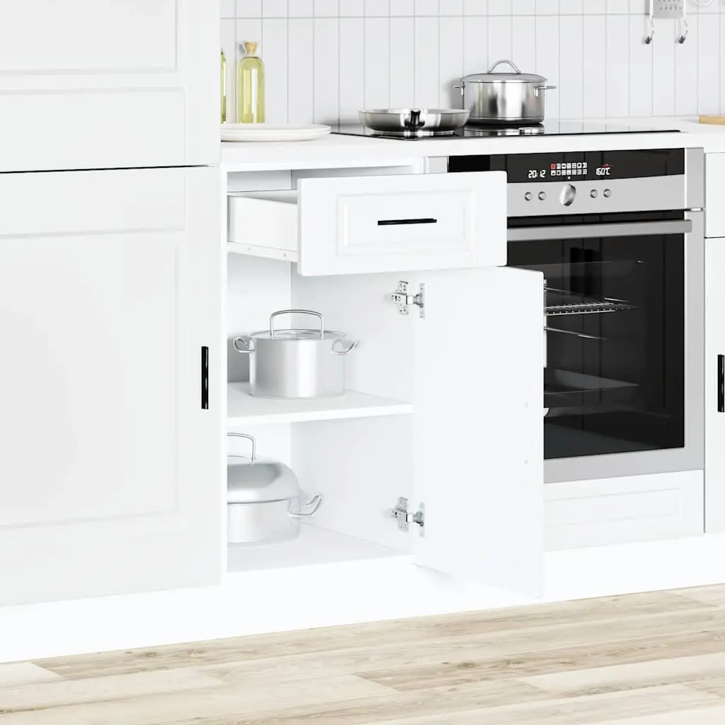 Kitchen Cabinet White Engineered Wood Adjustable Feet Storage Cupboard